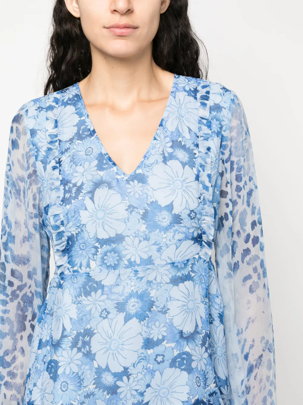 Liu Jo Floral Print Sheer Sleeve Blouse Farfetch