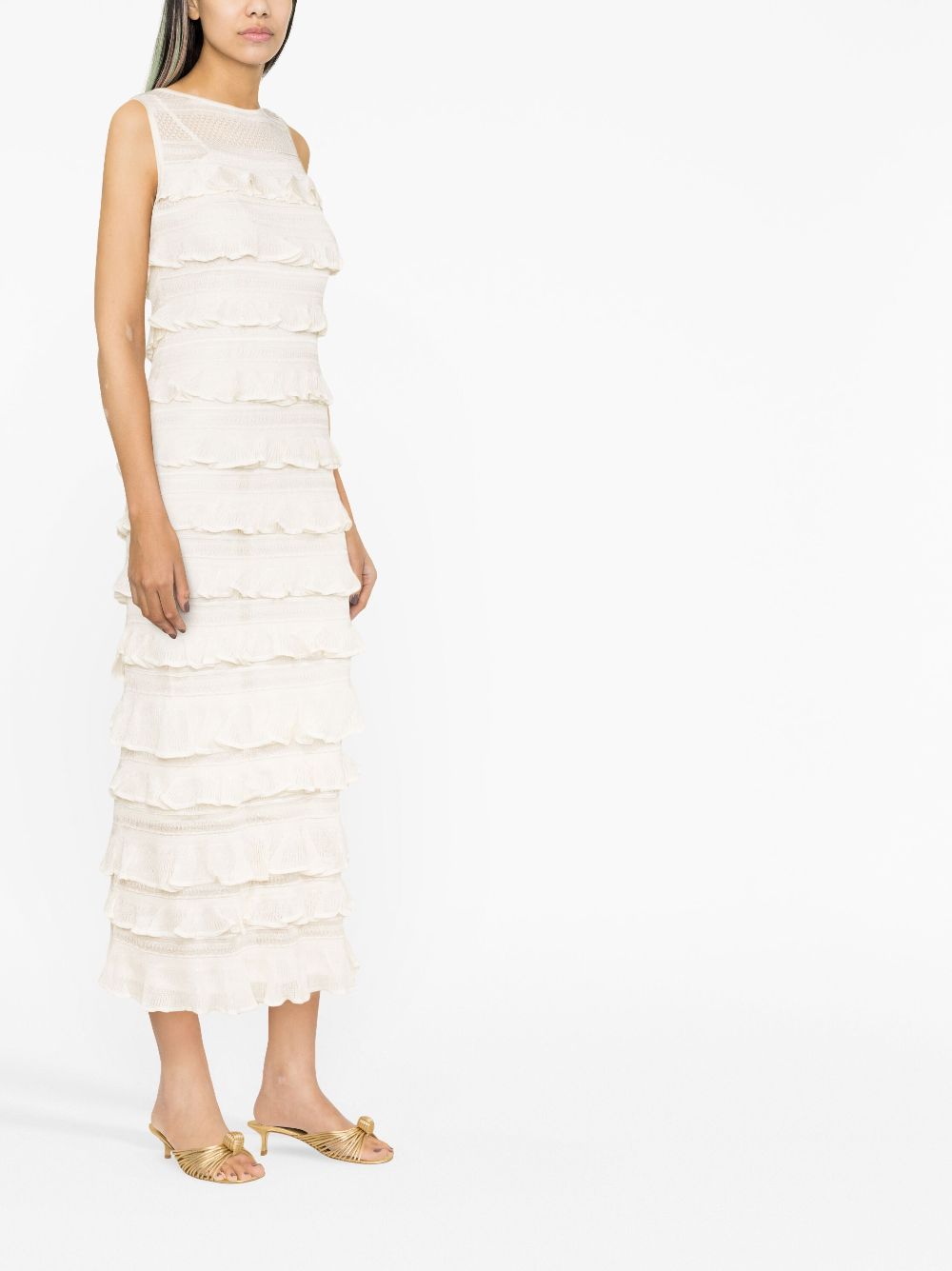 Zimmermann Ruffled Midi Dress In Nude ModeSens