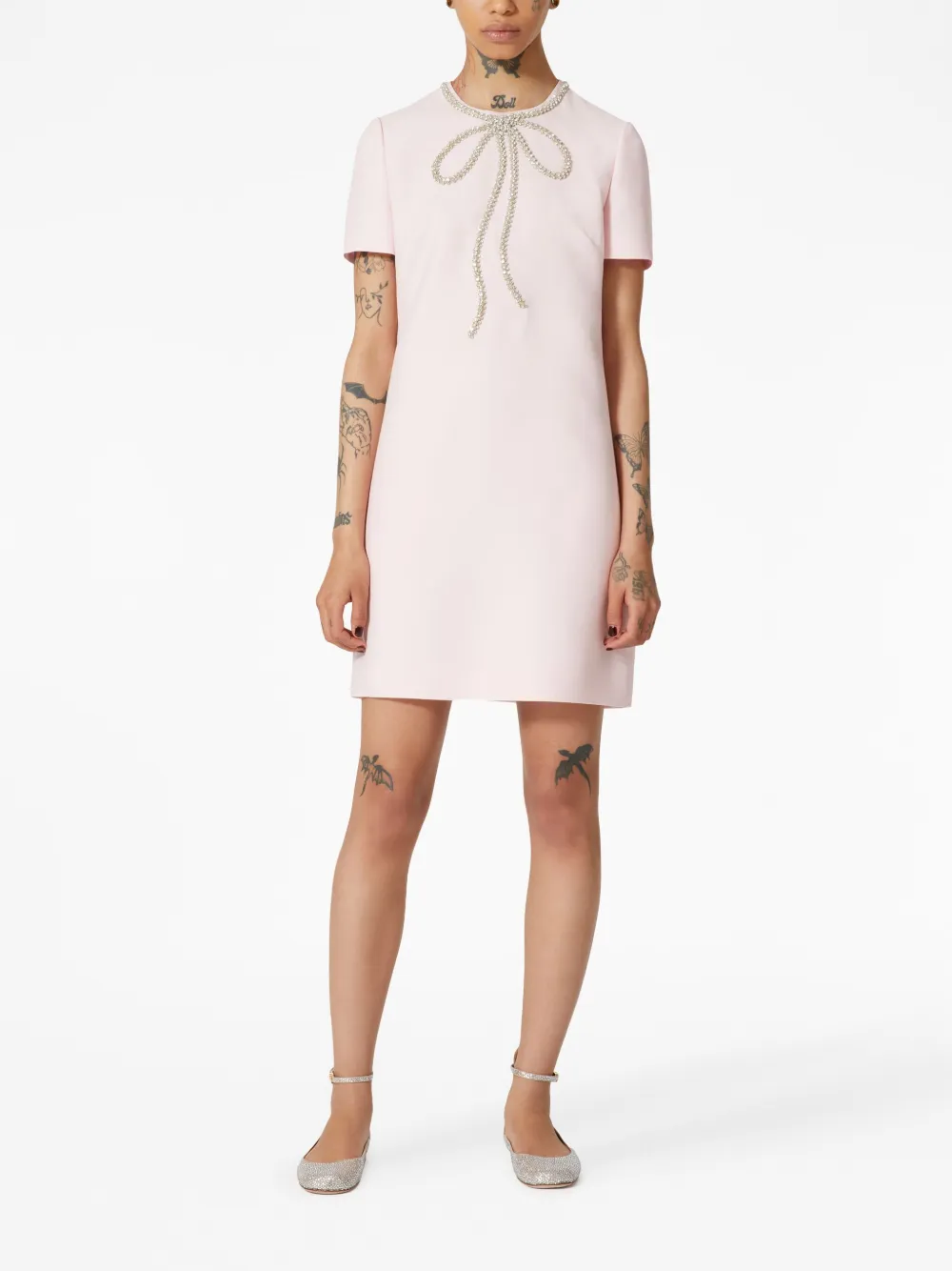 Valentino Garavani Crepe Couture Embroidered Minidress Pink FARFETCH