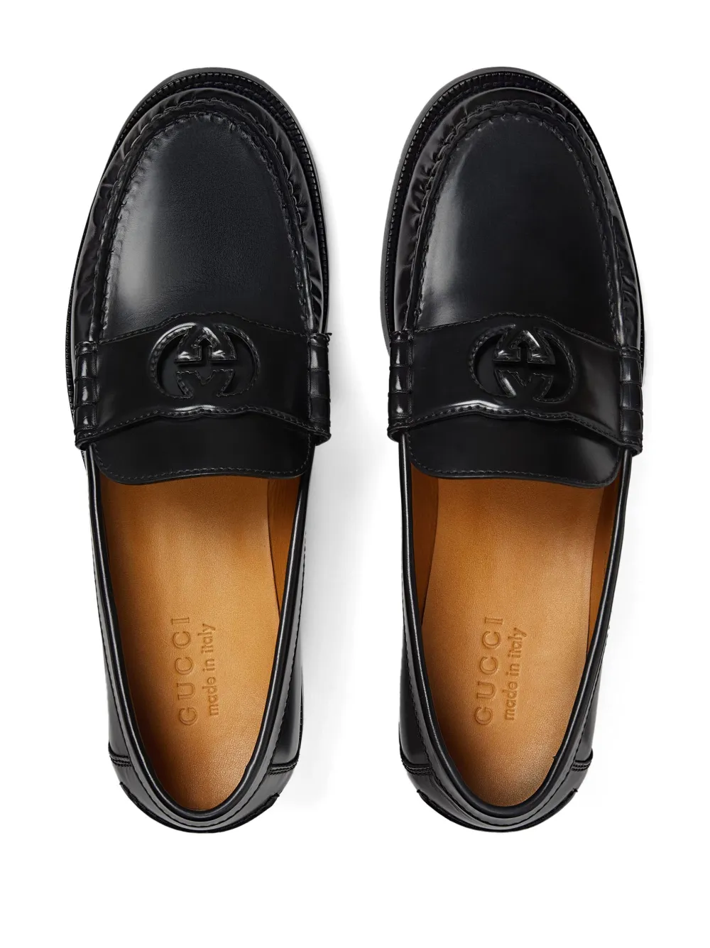 Gucci Black Interlocking G Leather Loafers Modesens