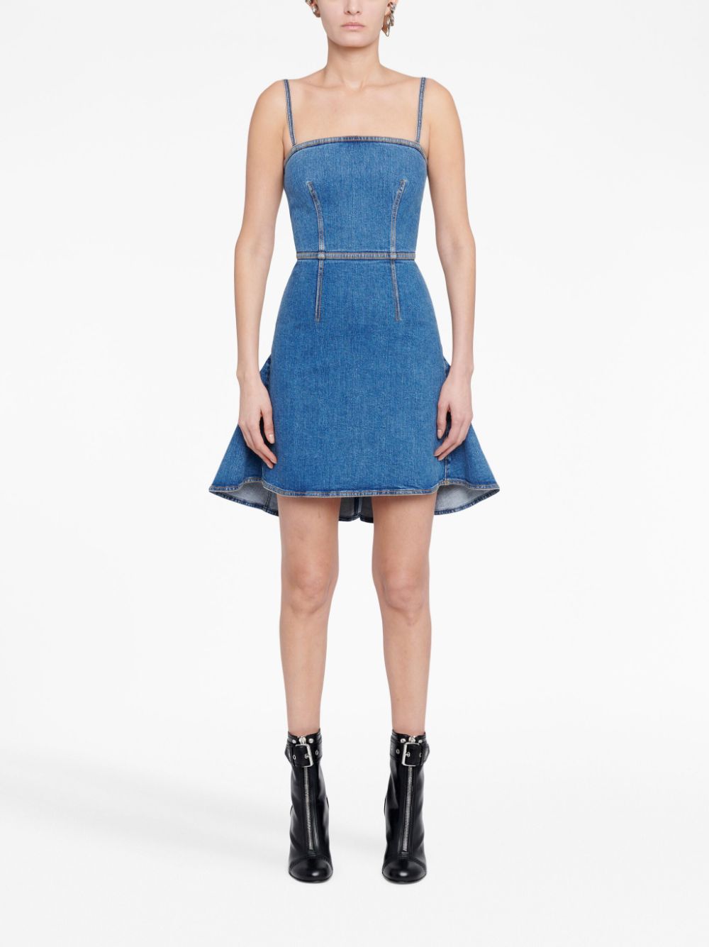 Alexander Mcqueen Kickback Denim Minidress Farfetch