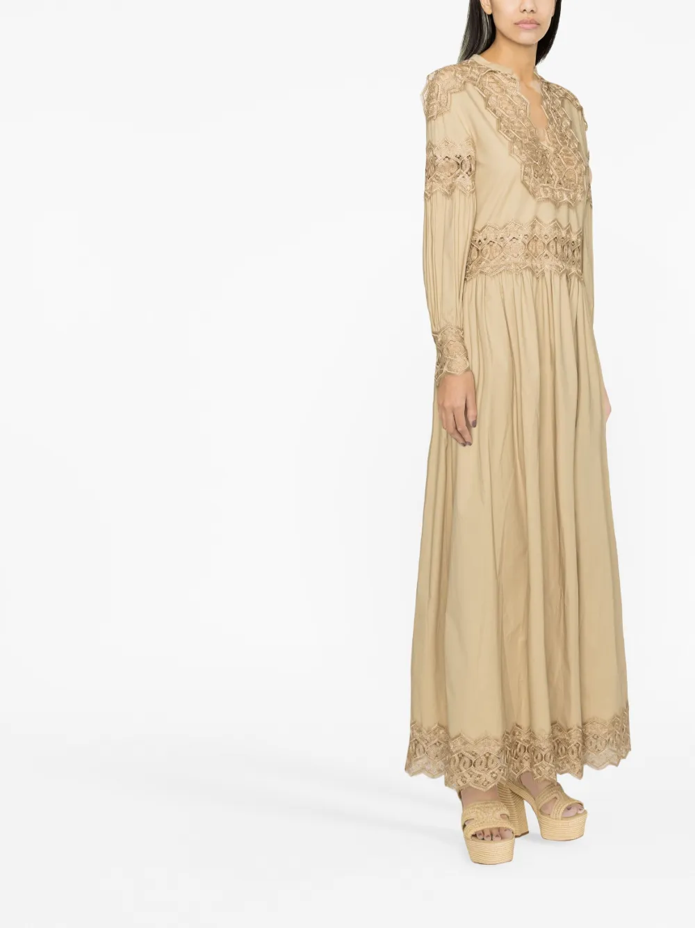 Alberta Ferretti Embroidered Detail Dress Farfetch