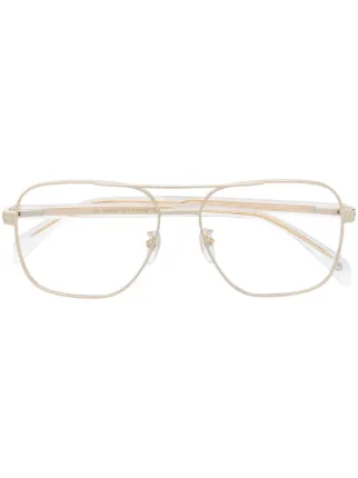 Eyewear By David Beckham Loj Transparent Frame Glasses Gold Farfetch