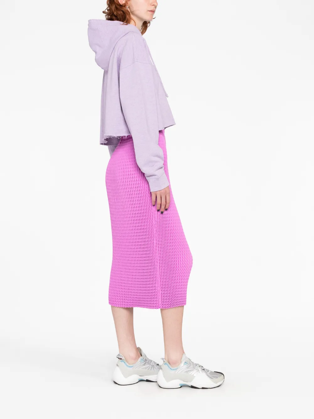 Issey Miyake Knitted High Waist Skirt Farfetch