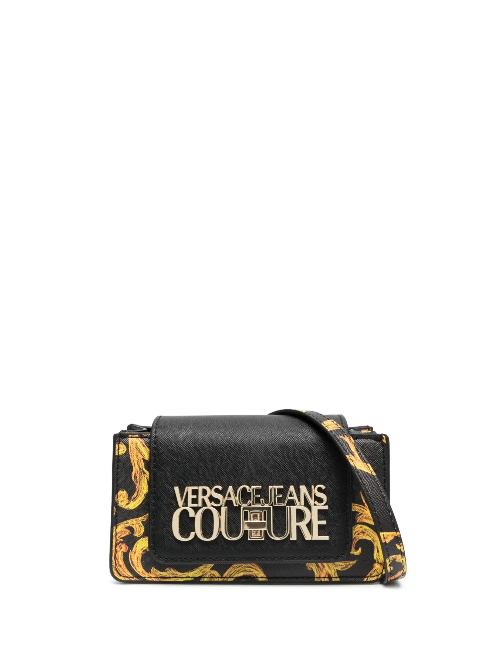 Versace Jeans Couture Logo Plaque Crossbody Bag In Black Modesens