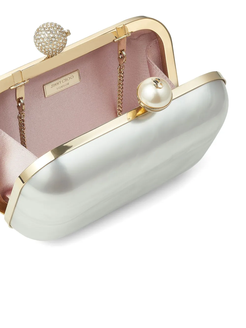 Jimmy Choo Cloud Crystal Embellished Metallic Clutch Bag Farfetch