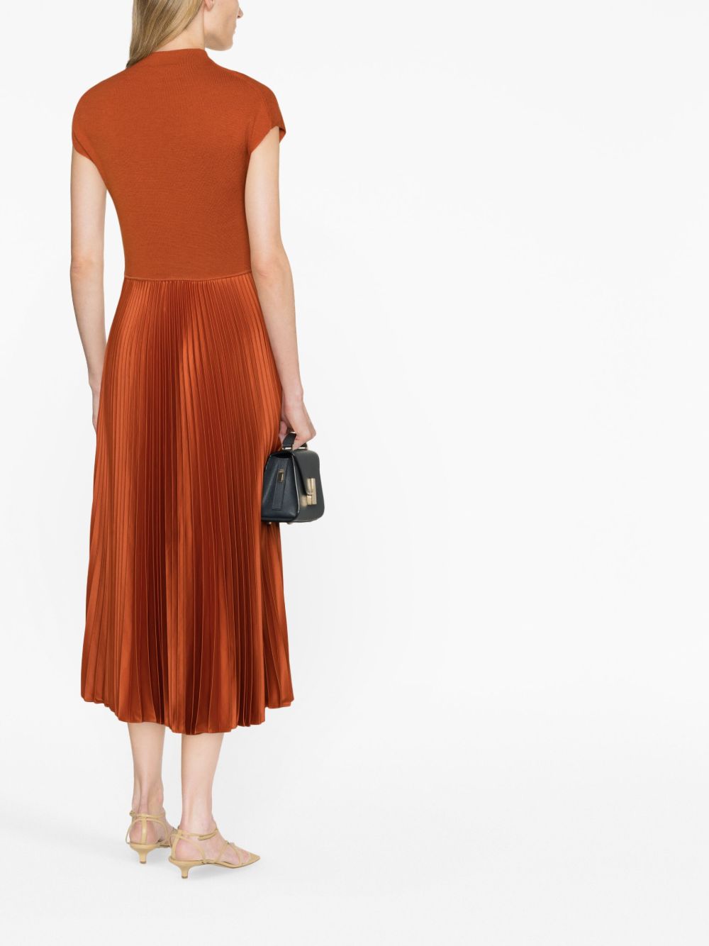 Polo Ralph Lauren Hybrid Sweater Pleated Mock Neck Dress In Rust ModeSens