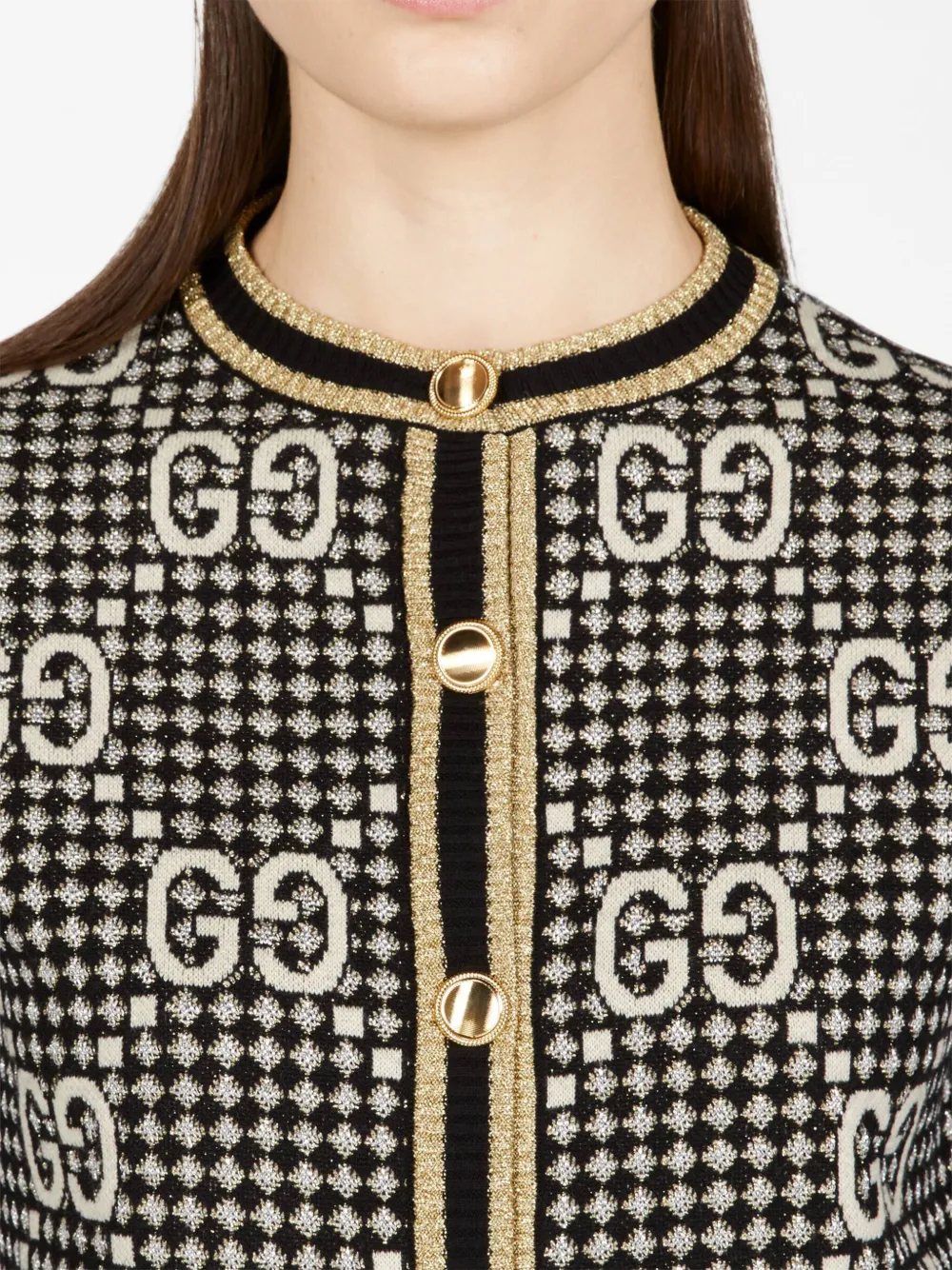 Gucci Jacquard Monogram Wool Cardigan Farfetch