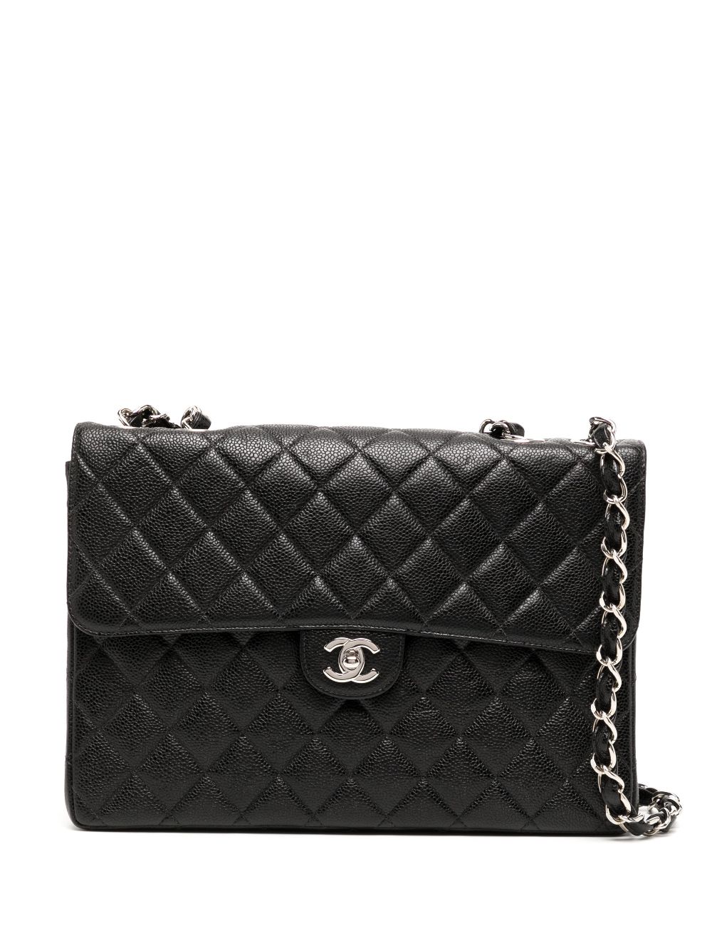 Pre Owned Chanel Jumbo Classic Flap Shoulder Bag In Black Modesens