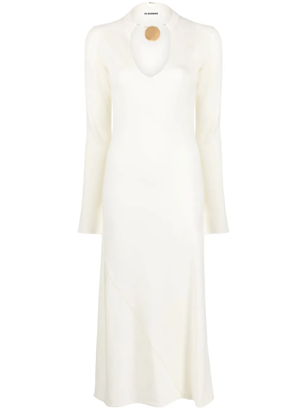 Jil Sander Scoop Neck Virgin Wool Midi Dress Farfetch