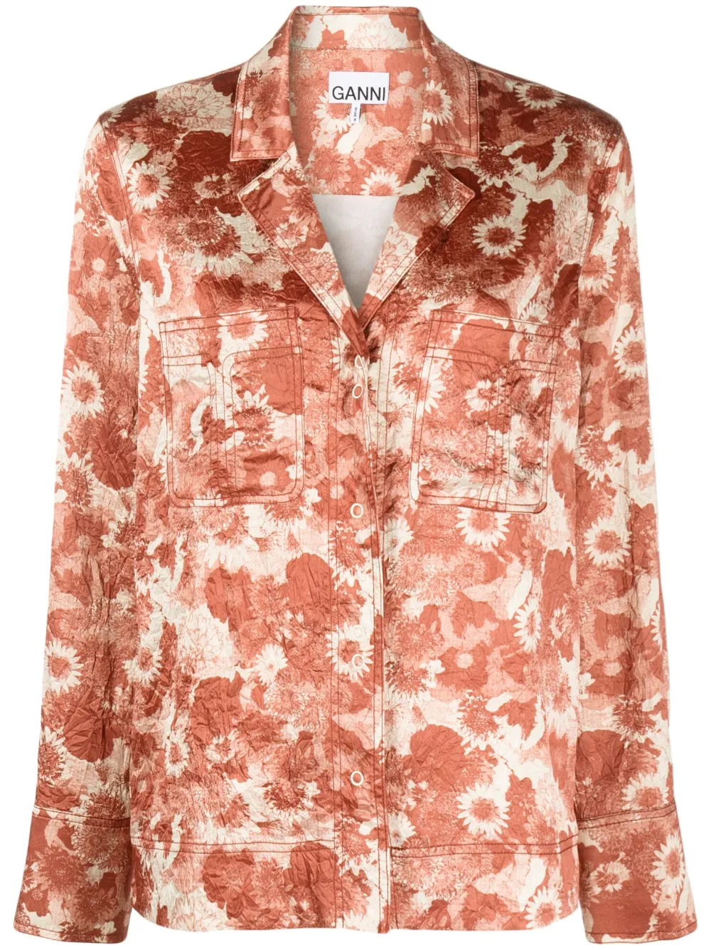 GANNI Floral Print Shirt Farfetch