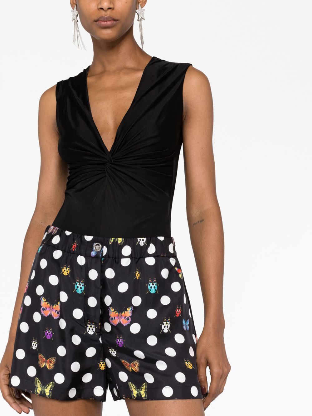 Versace X Dua Lipa Polka Dot Silk Shorts Farfetch