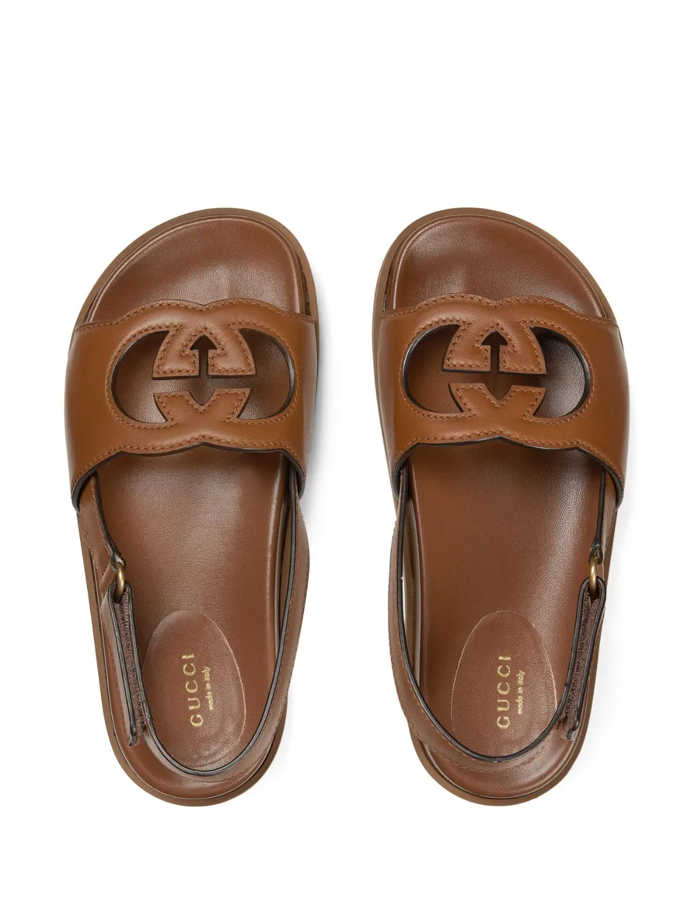 Gucci Interlocking G Leather Sandals In Brown ModeSens