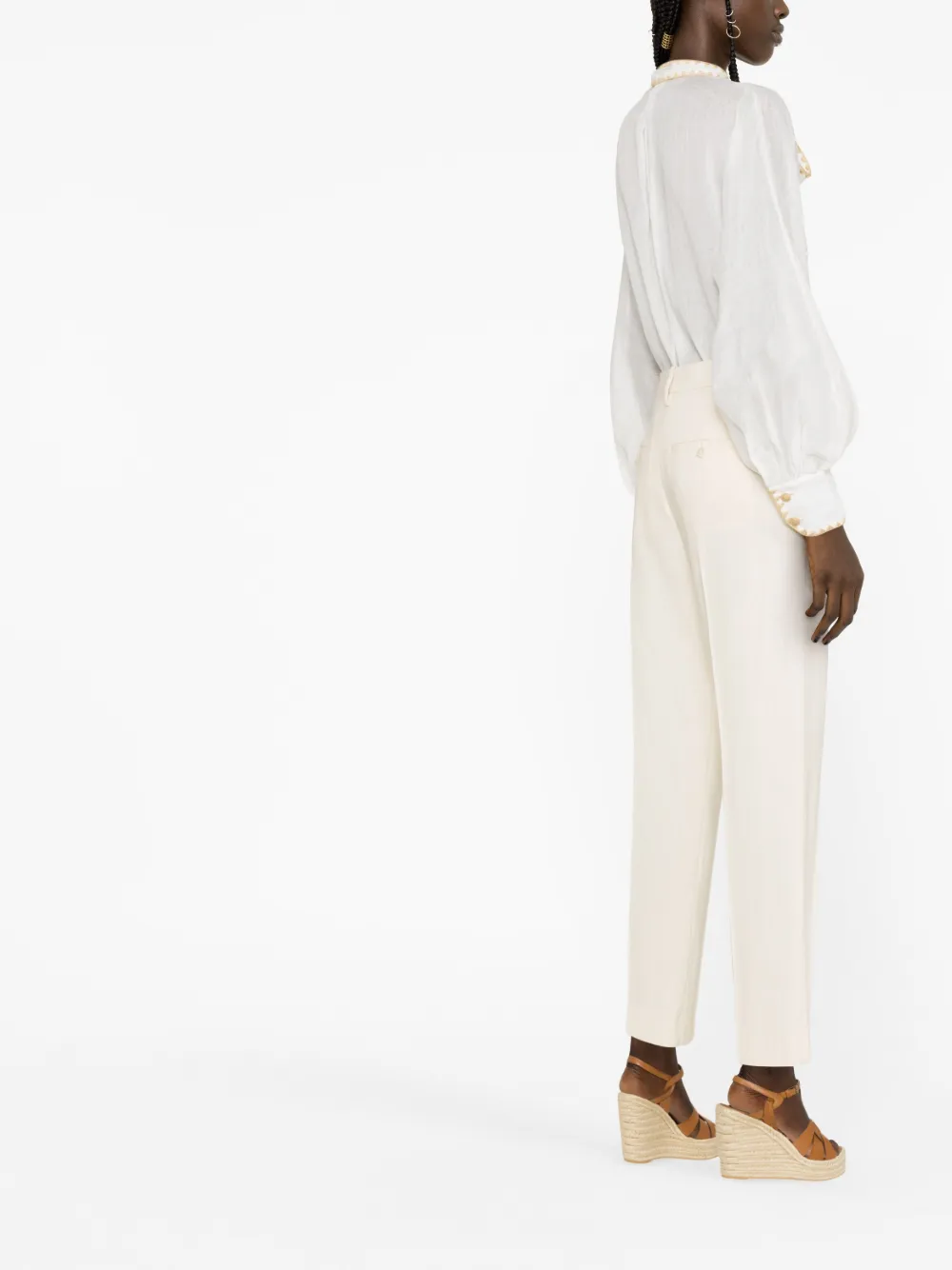 Zimmermann Long Sleeve Pussy Bow Blouse In White ModeSens