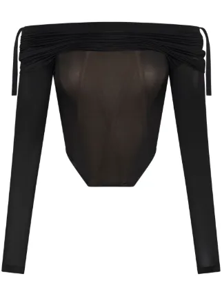 Dion Lee Long Sleeve Gathered Top Black FARFETCH