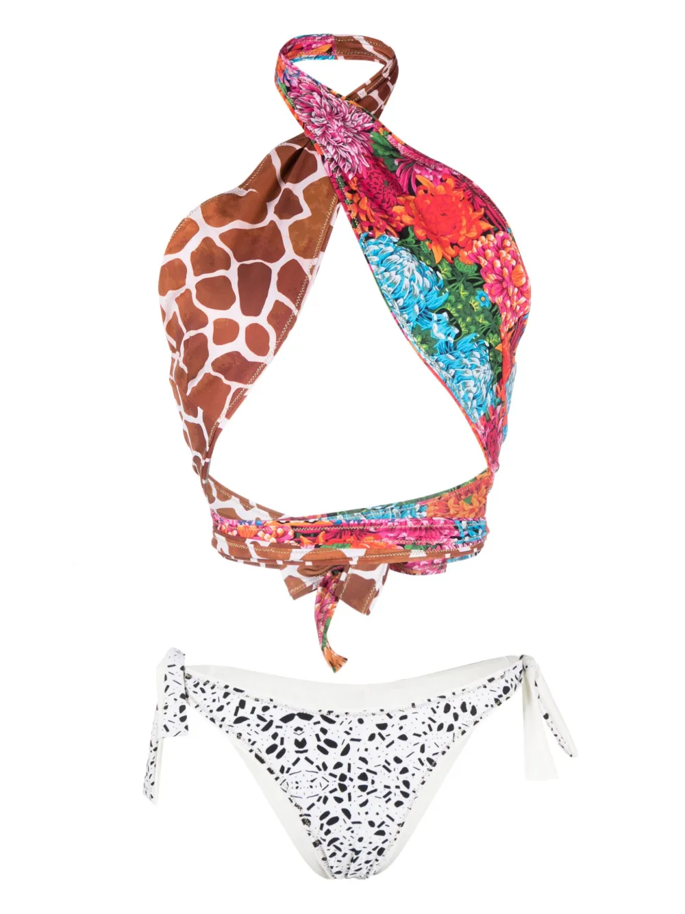 Reina Olga Halterneck Mix Print Bikini Farfetch