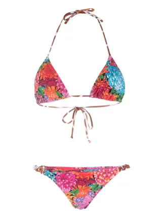 Reina Olga Scrunchie Floral Print Bikini Set Farfetch