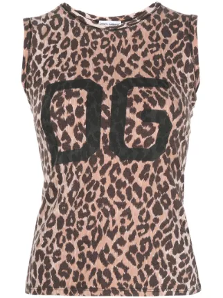 Dolce Gabbana Pre Owned Top Sin Mangas Con Estampado De Leopardo 2000