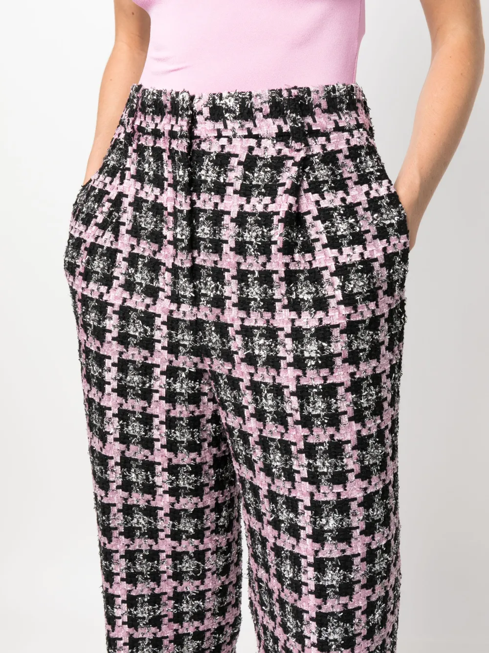 MSGM High Waisted Tweed Trousers Farfetch