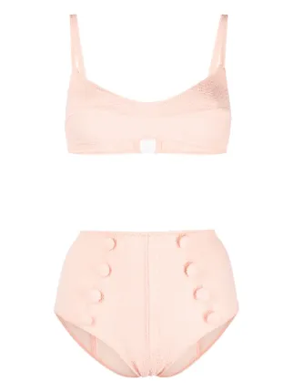 Lisa Marie Fernandez Button Detailing High Waisted Bikini Pink Farfetch