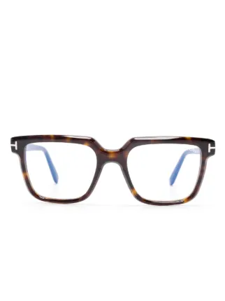 TOM FORD Eyewear Tortoiseshell Effect Square Frame Glasses Farfetch