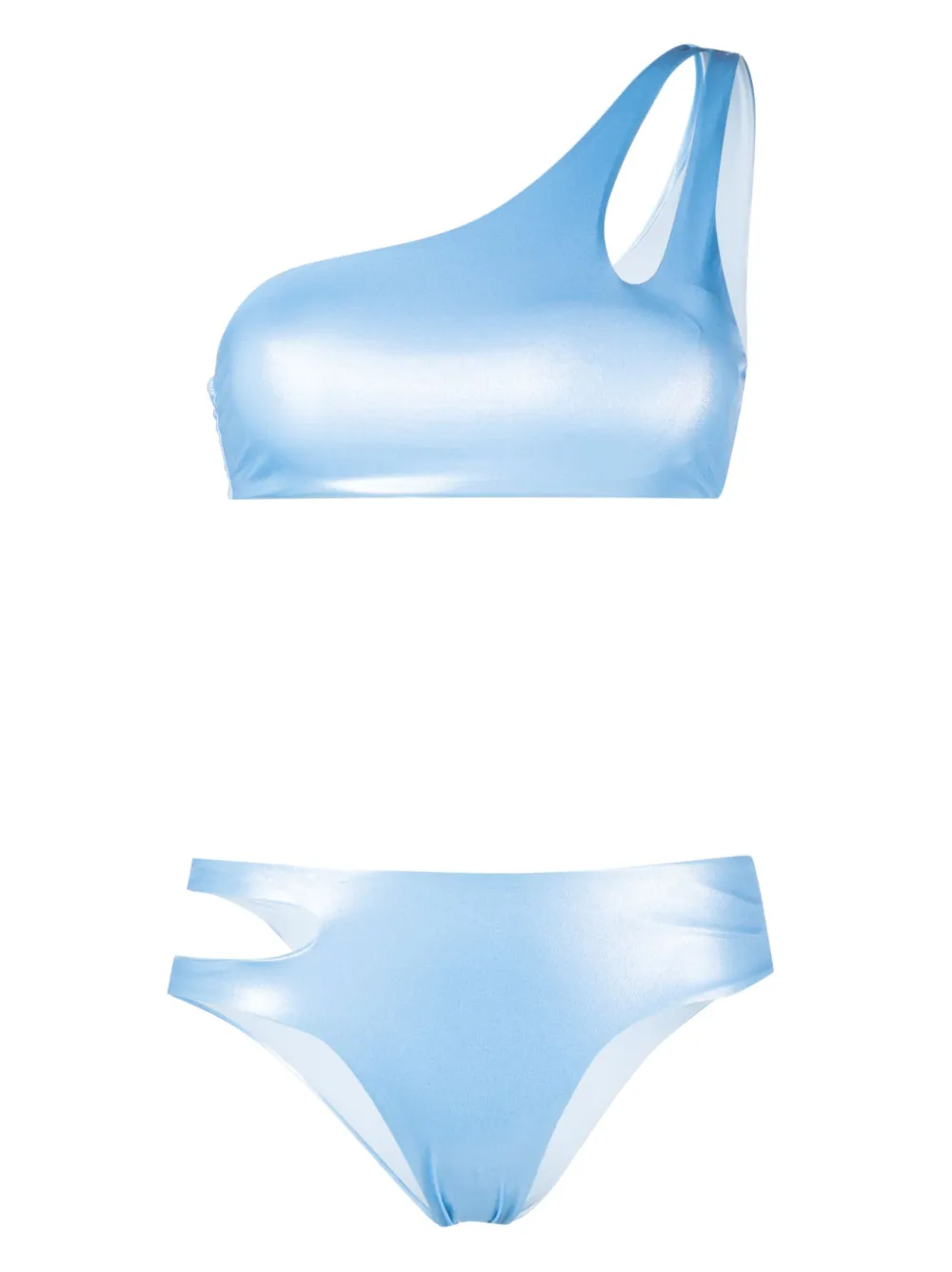 Mas Martinet Laminated Finish One Shoulder Bikini Farfetch