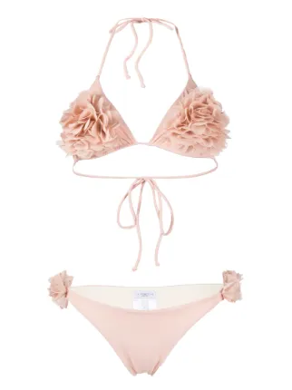 La Reveche Shayna Floral Appliqu Bikini Set Farfetch