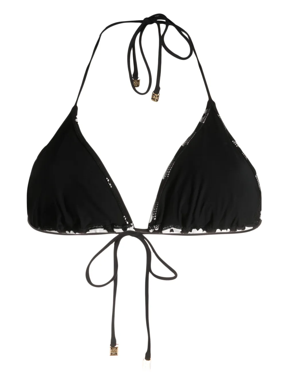 Tory Burch Floral Print Halterneck Bikini Top In Black ModeSens