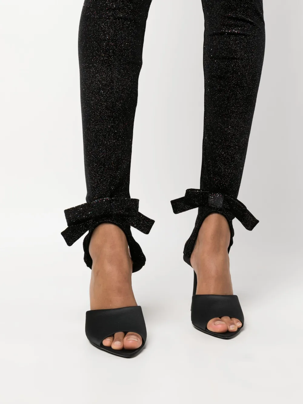 Viktor Rolf Bow Detail Velvet Stirrup Leggings Black FARFETCH