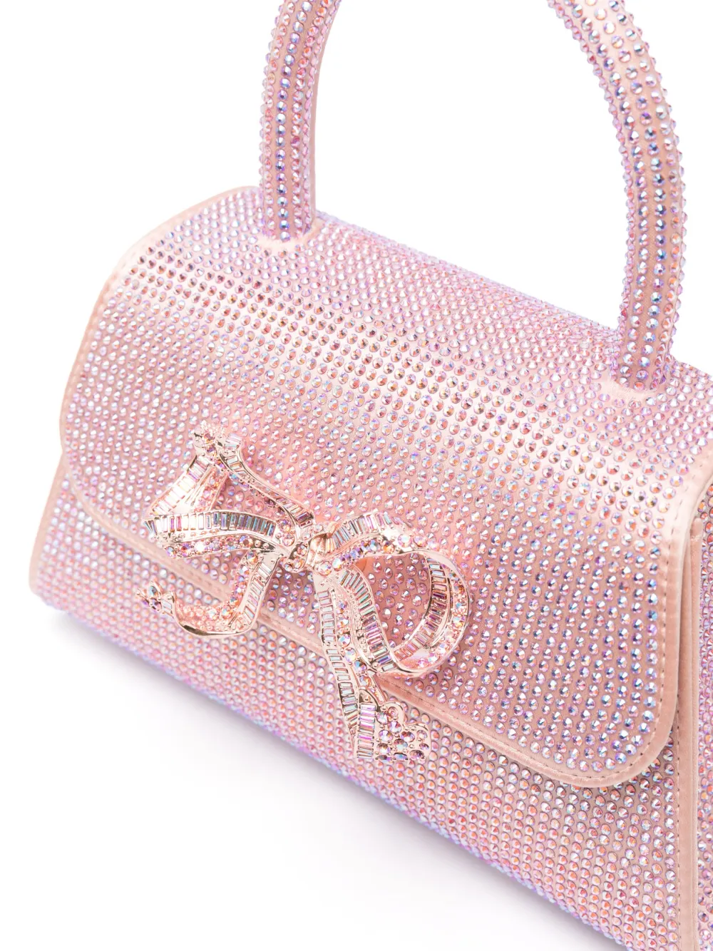 Self Portrait Bow Detailing Crystal Embellished Bag Pink Farfetch