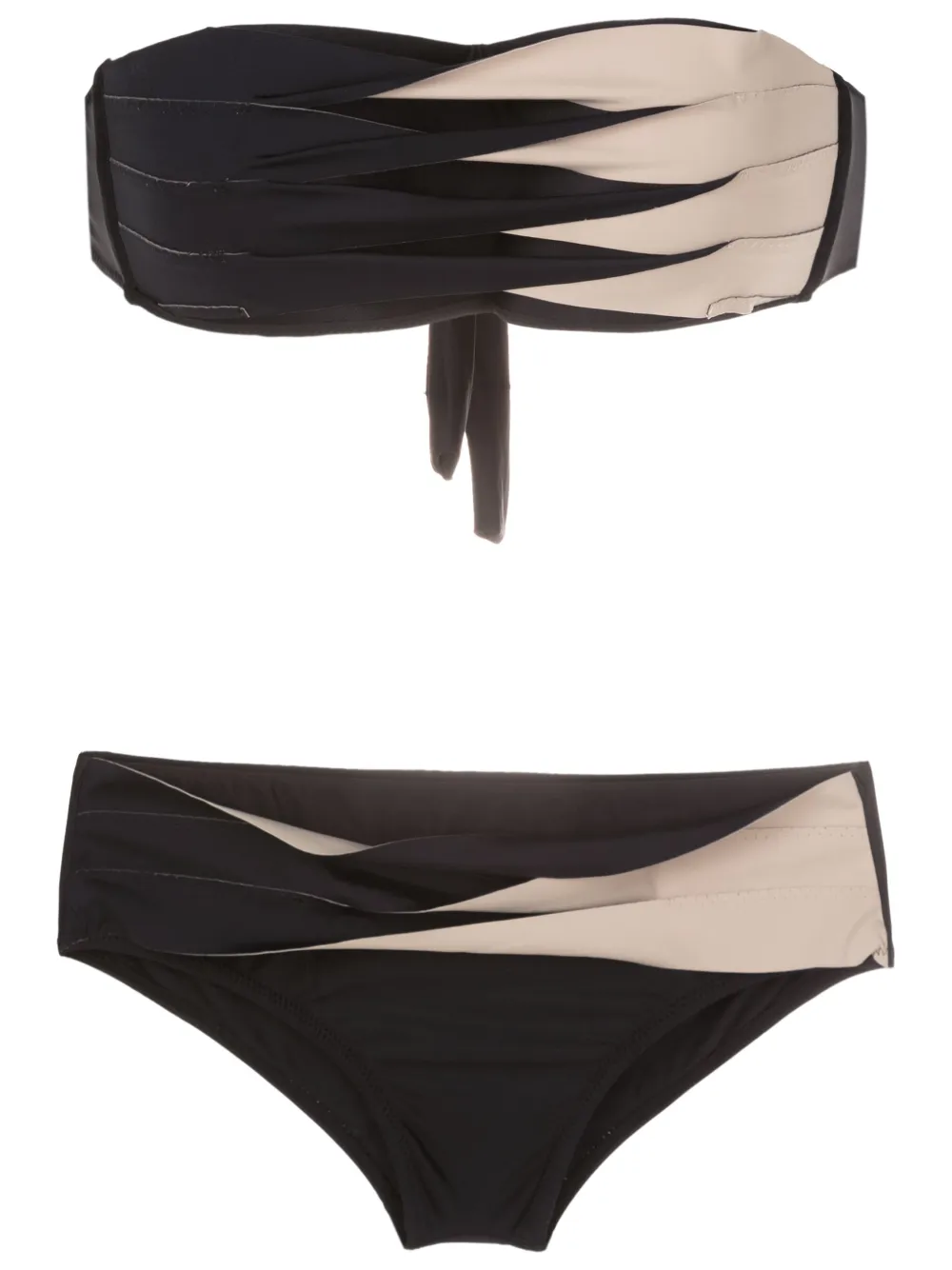 Amir Slama Pleated Two Tone Bikini Set Farfetch