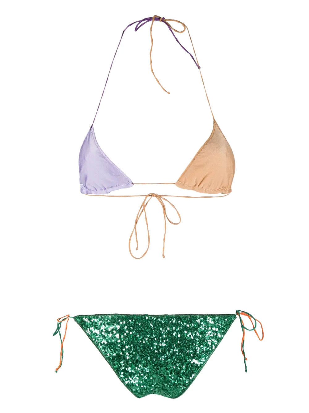 Os Ree Sequin Embellished Triangle Bikini Set Farfetch