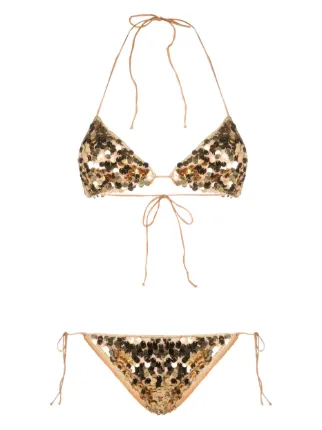 Oséree sequin embellished Triangle Bikini Set Farfetch