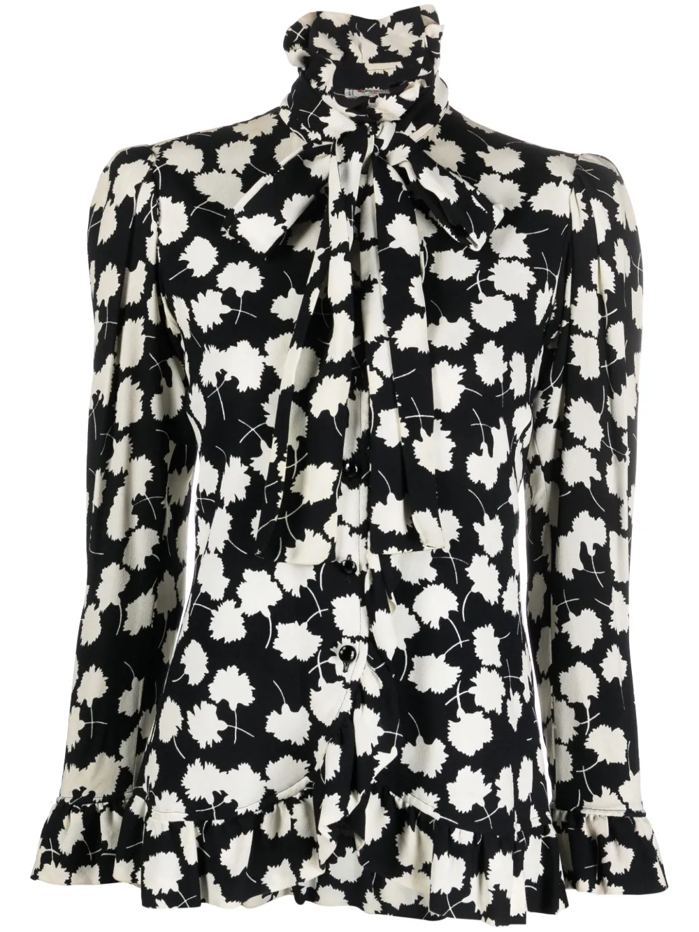 Saint Laurent Pre Owned 1978 Pussy Bow Floral Blouse Farfetch