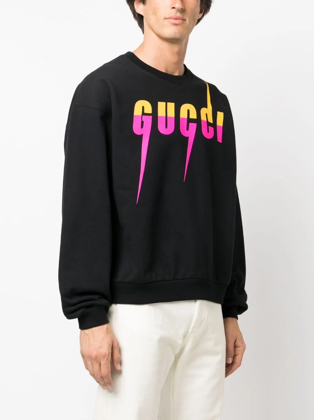 Gucci Blade Logo Print Cotton Sweatshirt Farfetch