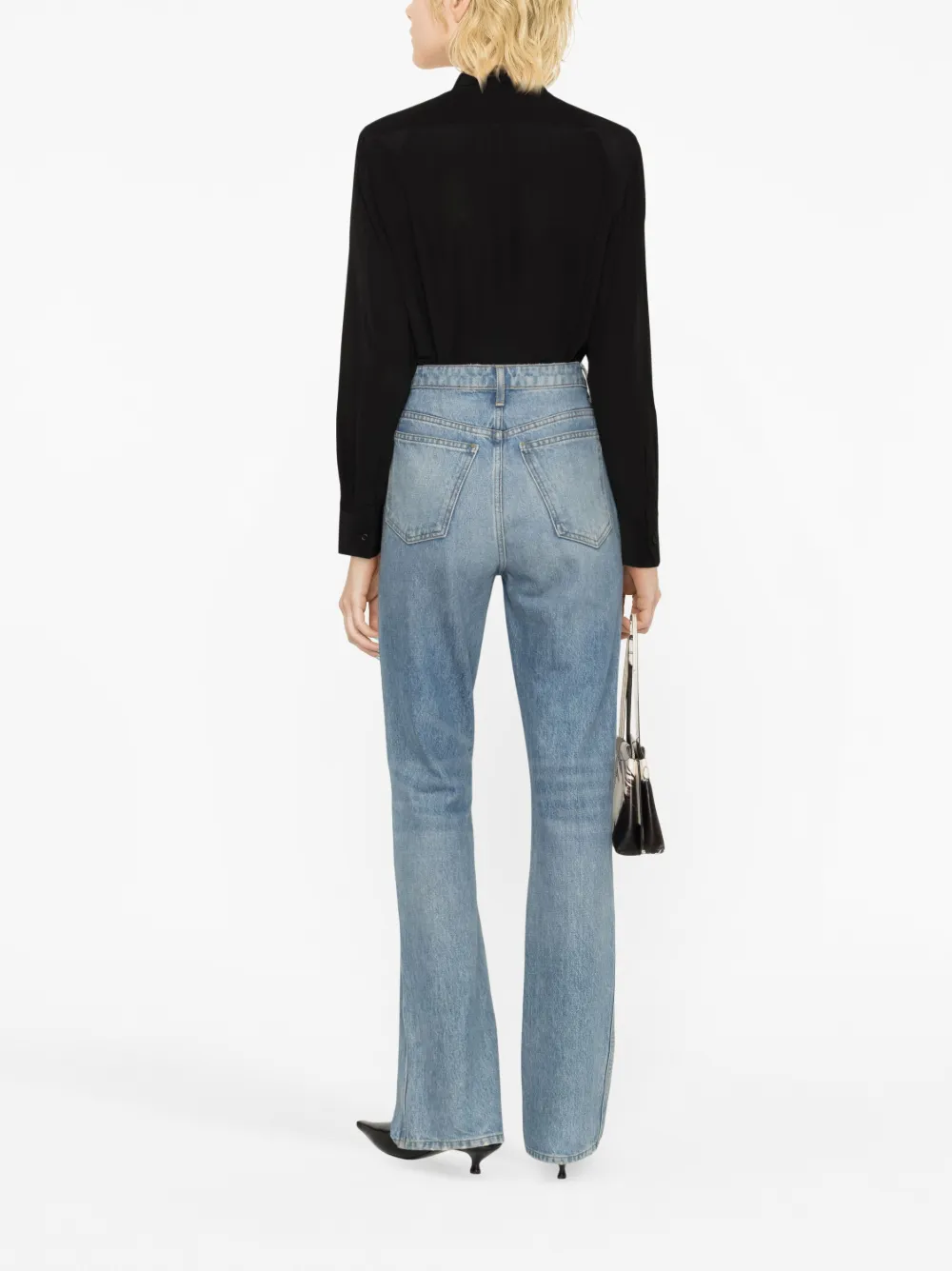 WARDROBE NYC Pussy Bow Collar Silk Shirt Farfetch