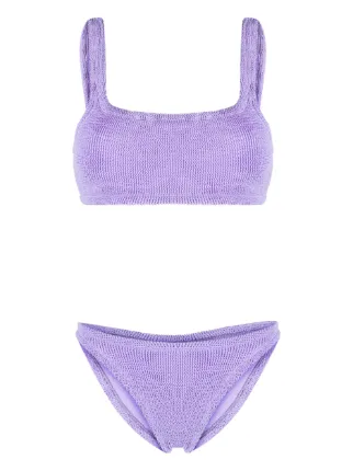 Hunza G Mid Rise Crinkled Bikini Set Purple Farfetch