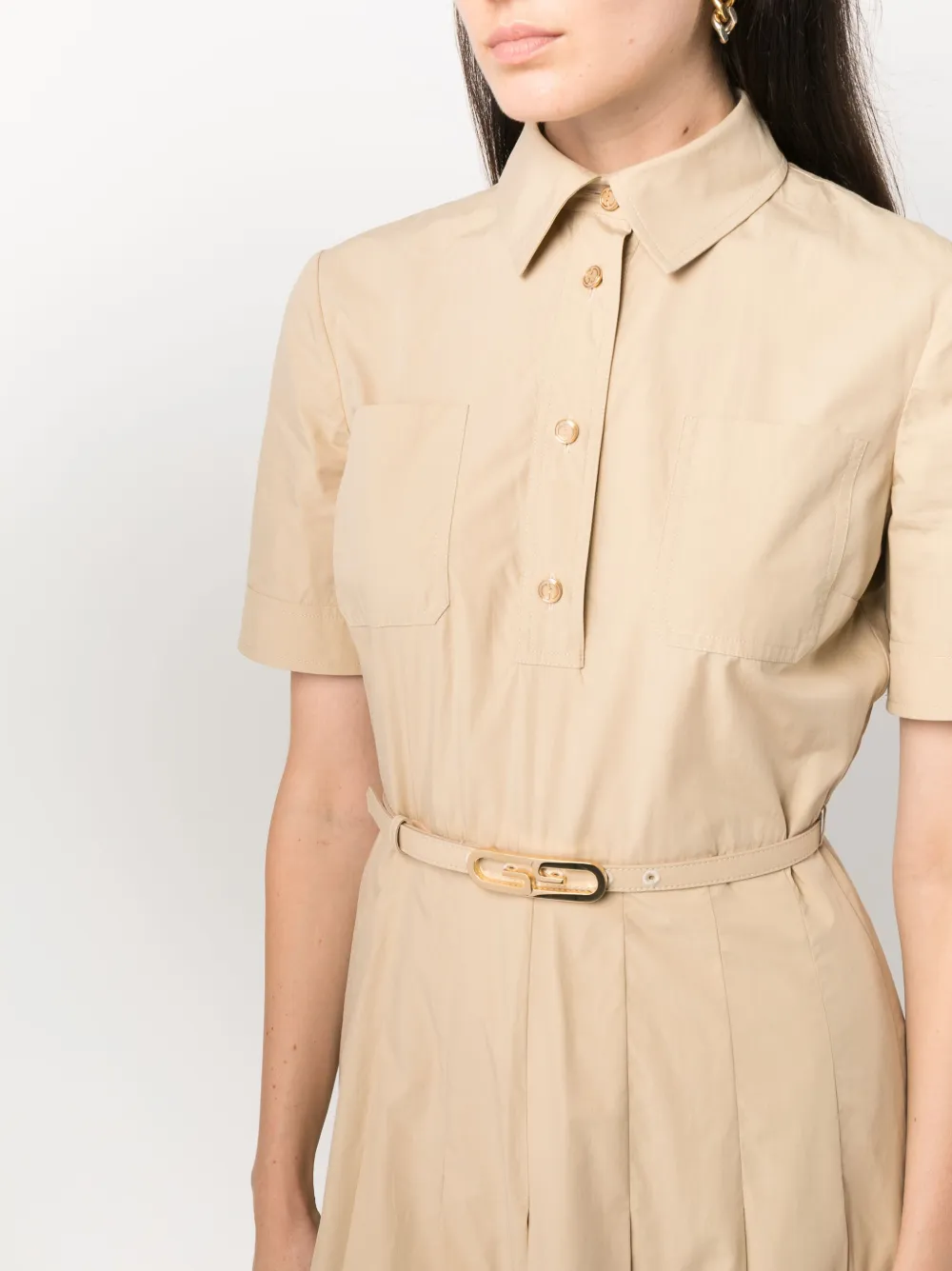 Gucci Belted Cotton Poplin Midi Dress Farfetch