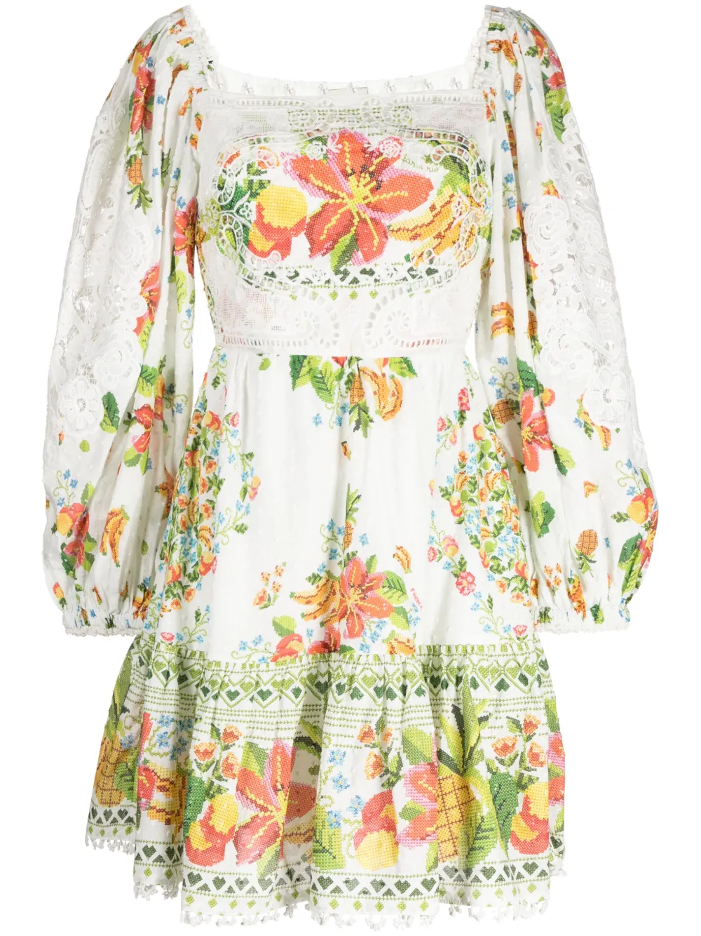 Farm Rio Tropical Romance Print Cotton Minidress Farfetch