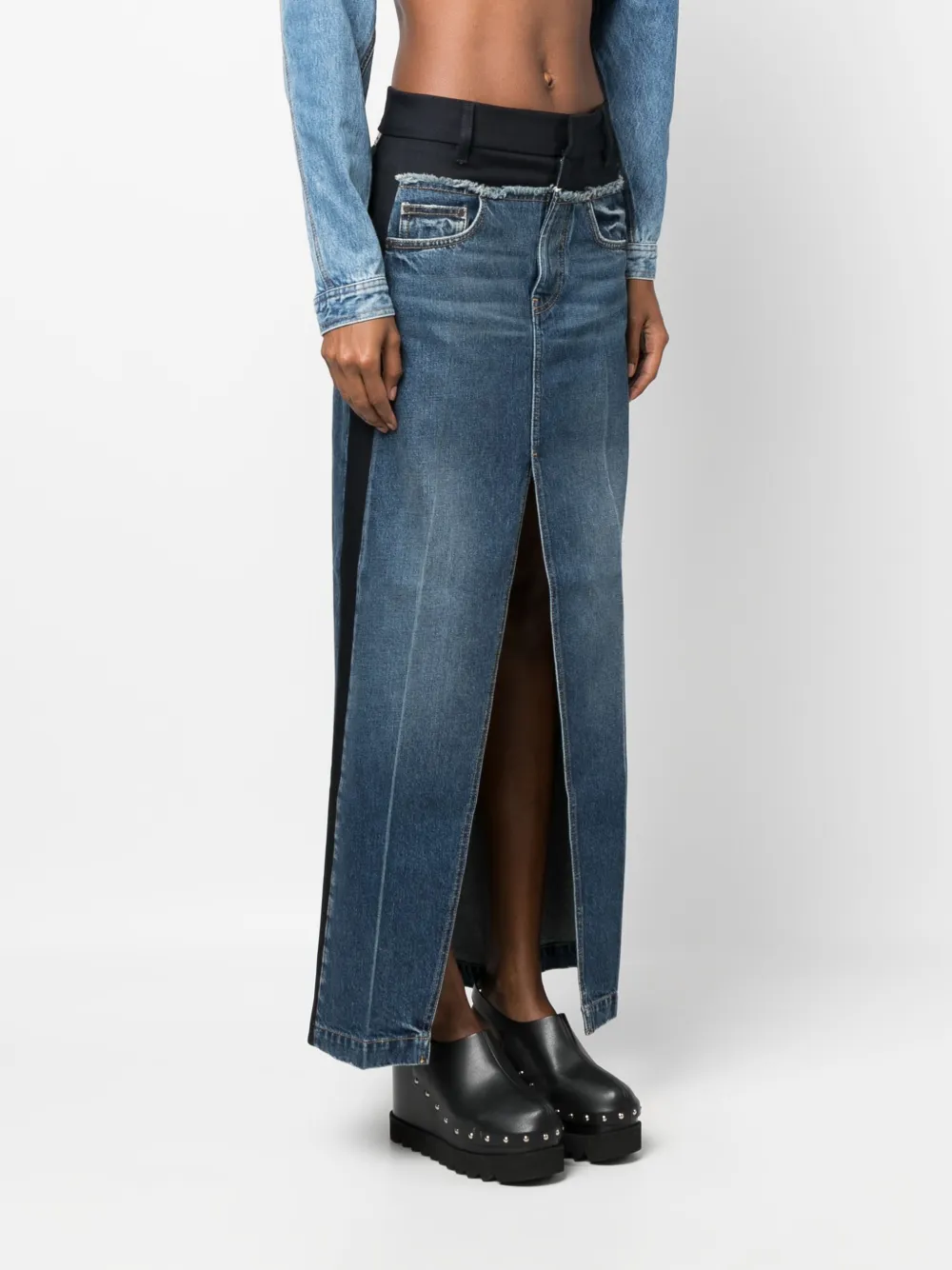 Stella McCartney Panelled Denim Maxi Skirt Blue FARFETCH