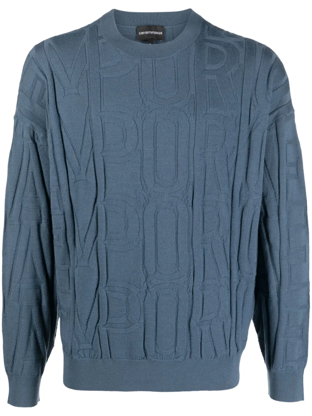 Emporio Armani Embossed Logo Virgin Wool Jumper Farfetch