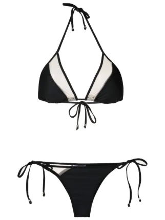 Amir Slama Sheer Panels Triangle Bikini Farfetch