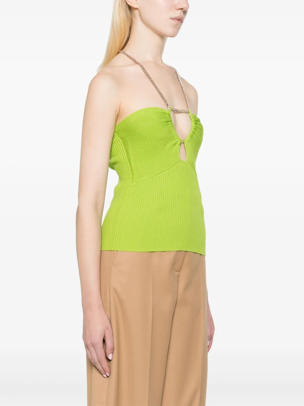 Liu Jo Top Tejido De Canal Con Cuello Halter Verde Farfetch Mx