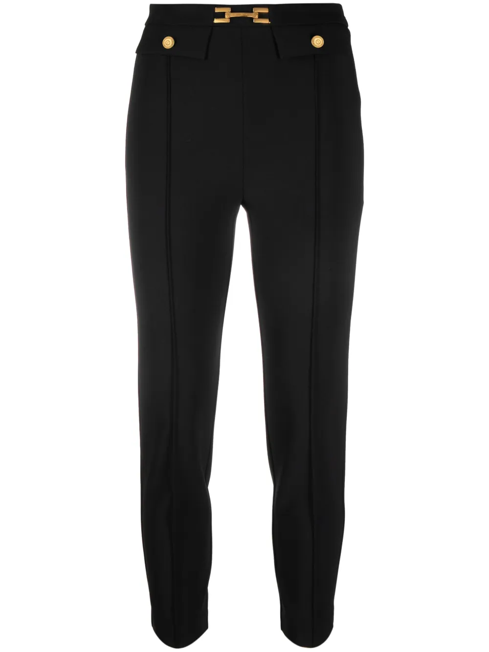 Elisabetta Franchi Logo Embellished Cropped Trousers Farfetch