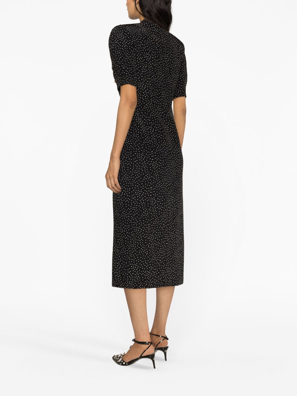 Alessandra Rich Polka Dot Silk Midi Dress Black Farfetch