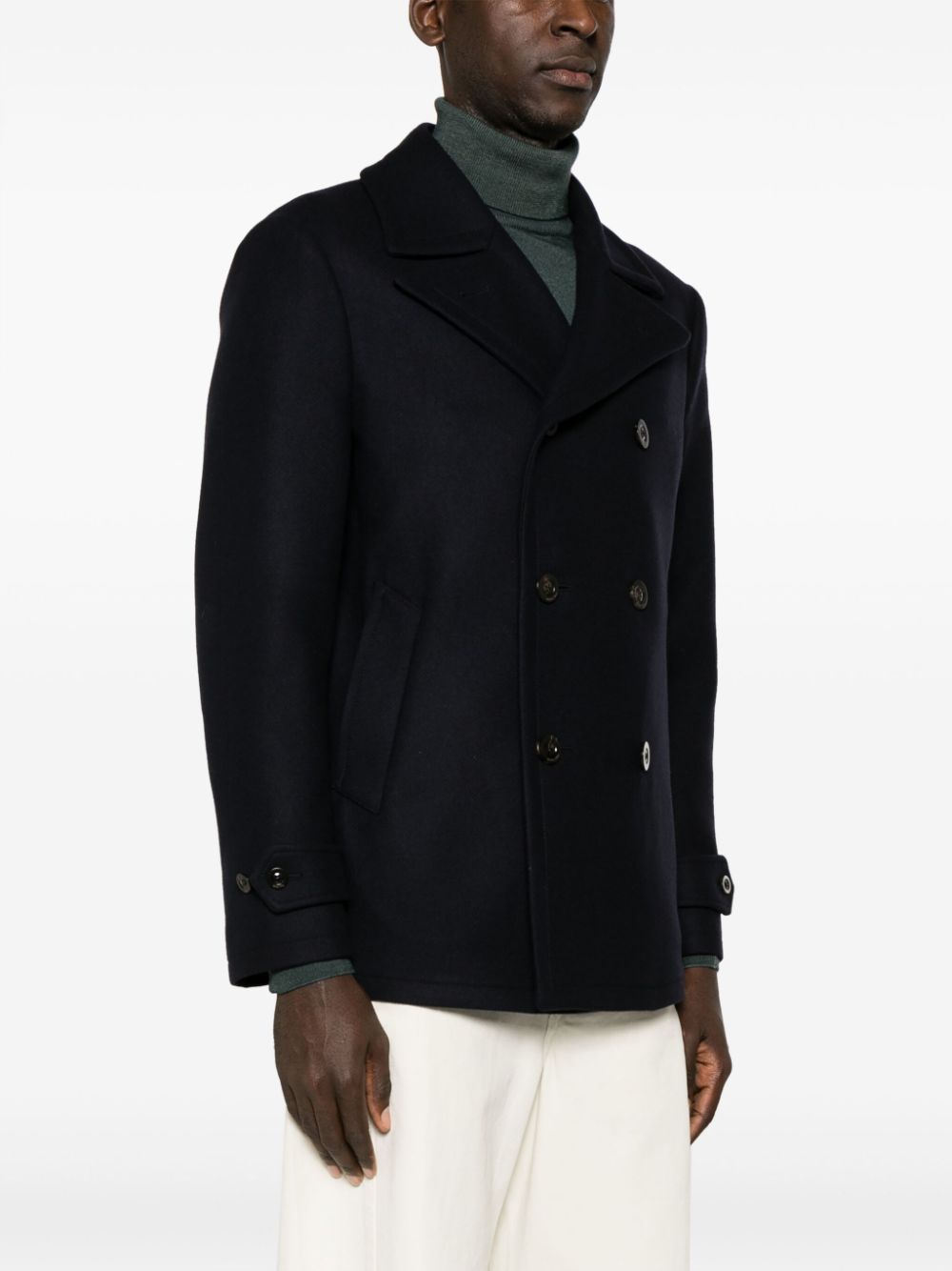 Boglioli Double Breasted Wool Blend Coat Blue Farfetch