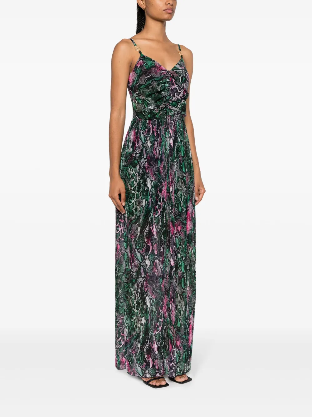 Just Cavalli Snakeskin Print Ruched Maxi Dress Farfetch