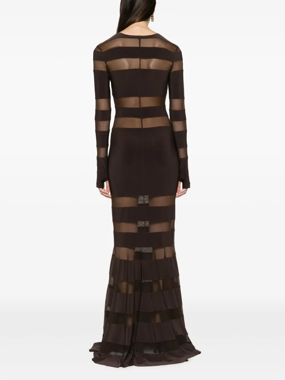 Norma Kamali Striped Fishtail Gown Farfetch