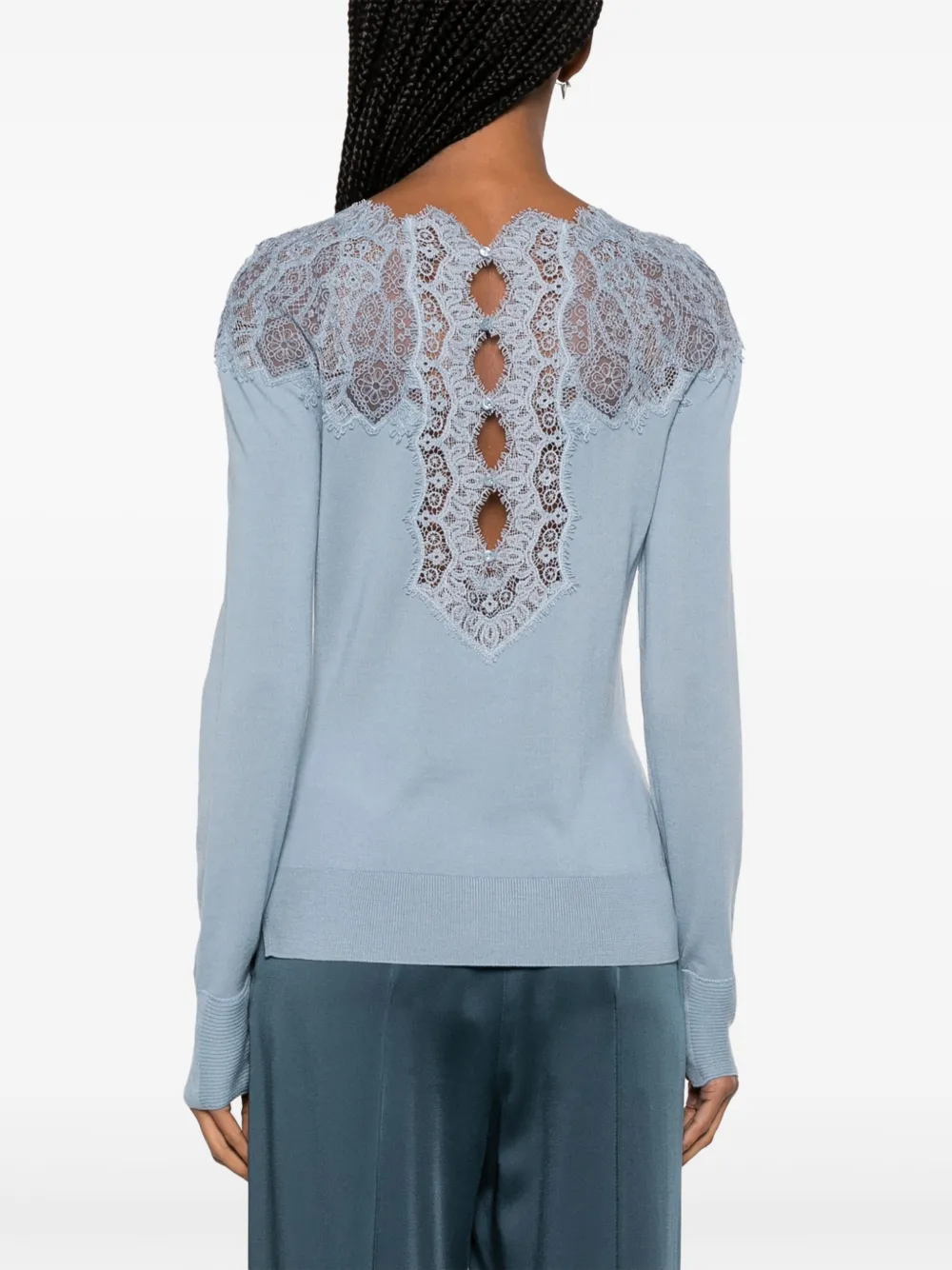 Ermanno Scervino Lace Panel Fine Knit Jumper Farfetch