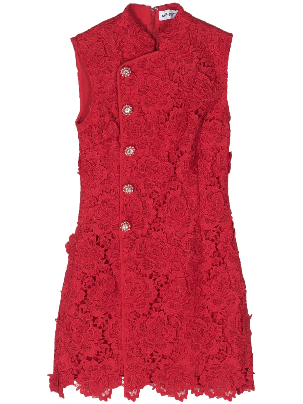 Self Portrait Floral Lace Crystal Embellished Minidress Farfetch